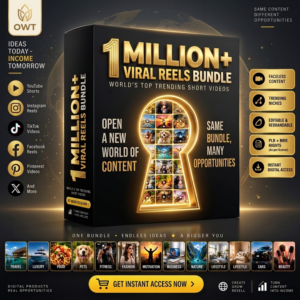 🔥1M+ Viral Reels Bundle (60+ Categories): Grow Faceless & Go Viral Overnight! (100% Plug & Play)